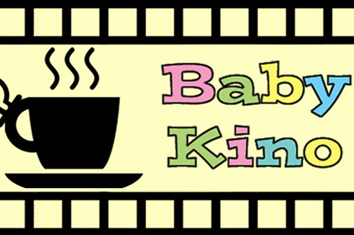 piirretty kuva, jossa kahvikuppi ja Baby Kino teksti