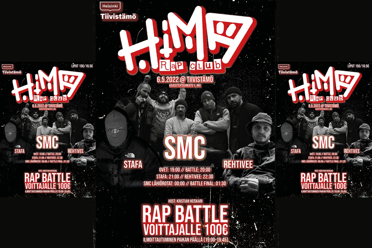 Hima Rap Club: SMC, Stafa, Rehtivee + Rap Battle, Voittajalle 100€!